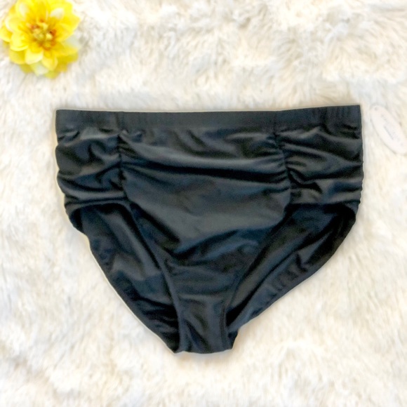 New w/tags BOUTIQUE SWIMWEAR BLACK ROUGED BOTTOMS - Picture 2 of 9